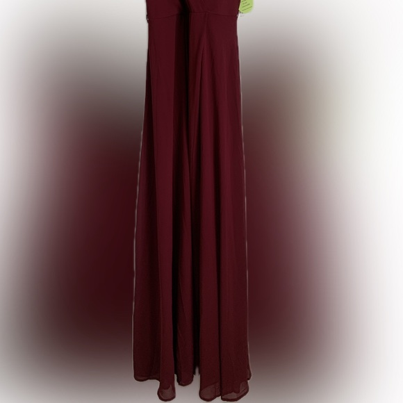 Windsor long surplice maroon burgandy formal prom maxi dress sheer overlay small - Picture 3 of 6